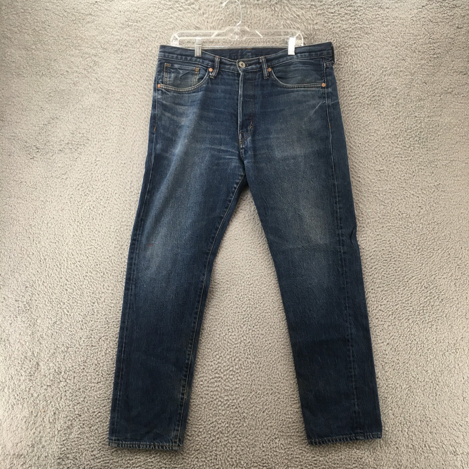 &Denim Straight Jeans Mens 34 Blue Regular Fit Mid Rise Zip Fly 5-Pockets