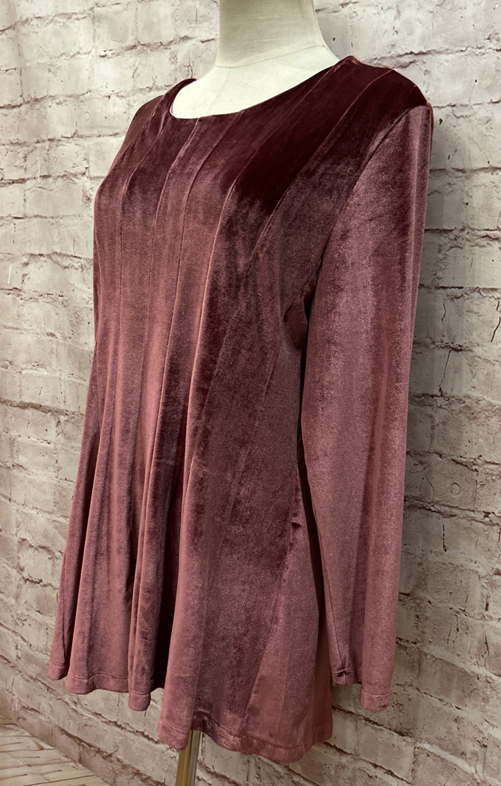 Soft Surroundings Bella Rosa Velvet Tunic Top Dusty Rose Petite Large PL