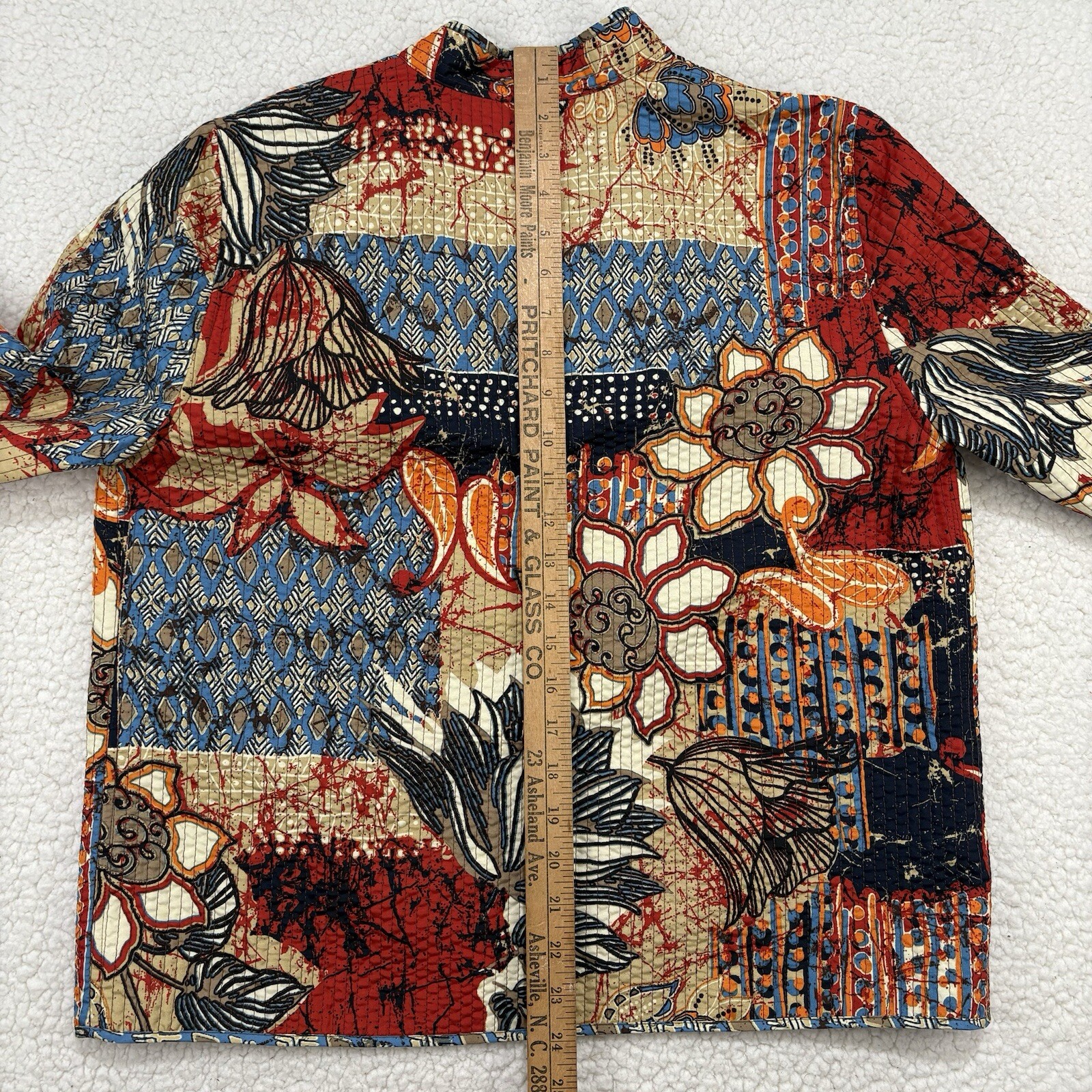 Vintage Reversible Quilted Jacket Tapestry Floral Geometric Boho Hippie Womens
