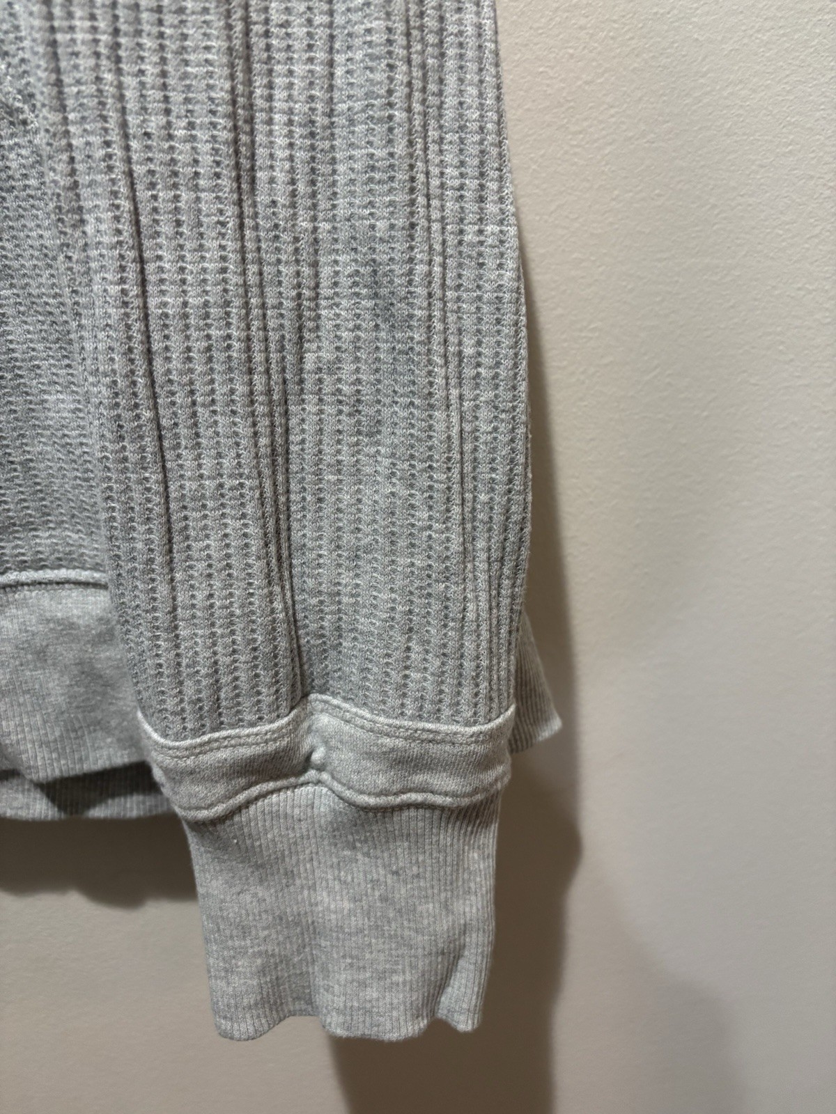 Aerie Waffle Knit Heather Gray Pullover Hoodie Oversized Comfy Cozy Cotton XL