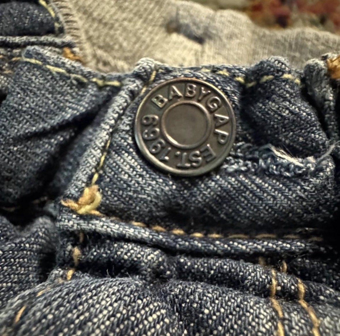 Baby Gap Blue Denim Jeans 9-12 Months Straight Cotton Elastic Waist Pockets