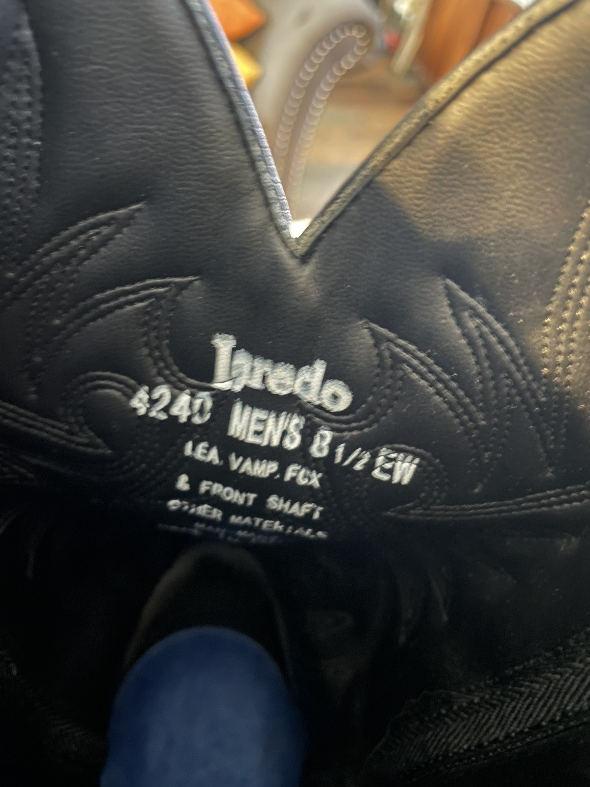 Laredo Paris 4240 Black Leather Round Toe Western Cowboy Boots Men’s Size 8.5 EW