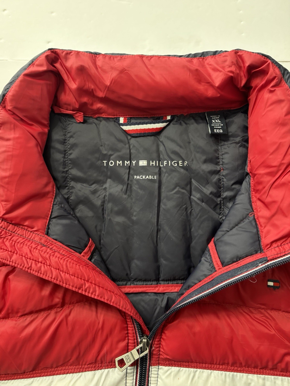 Tommy Hilfiger Packable Colorblock Down Puffer Jacket Men’s XXL Full Zip