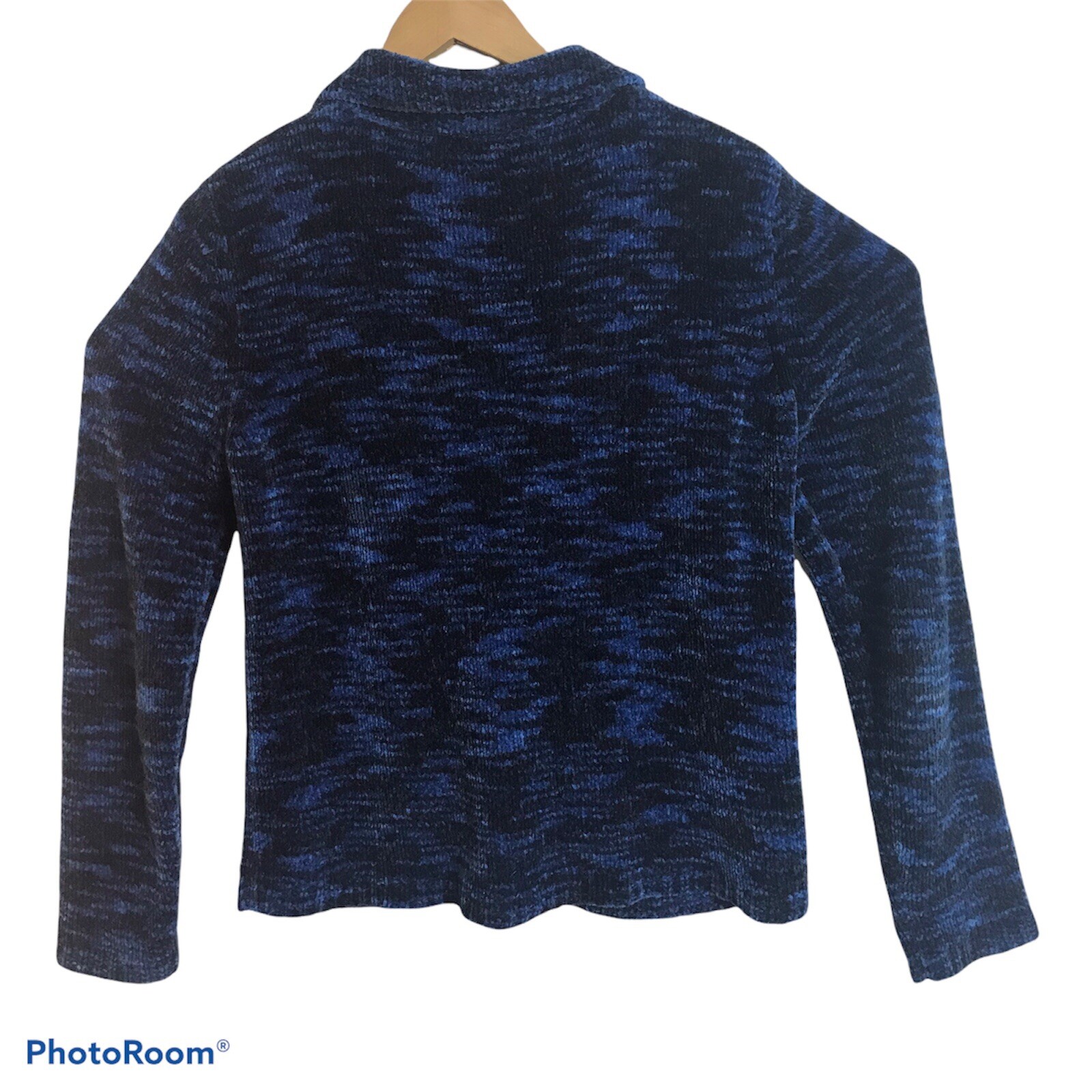 Premier Internation Jacket Womens Medium Velour Full Zip Sweater Blue Casual