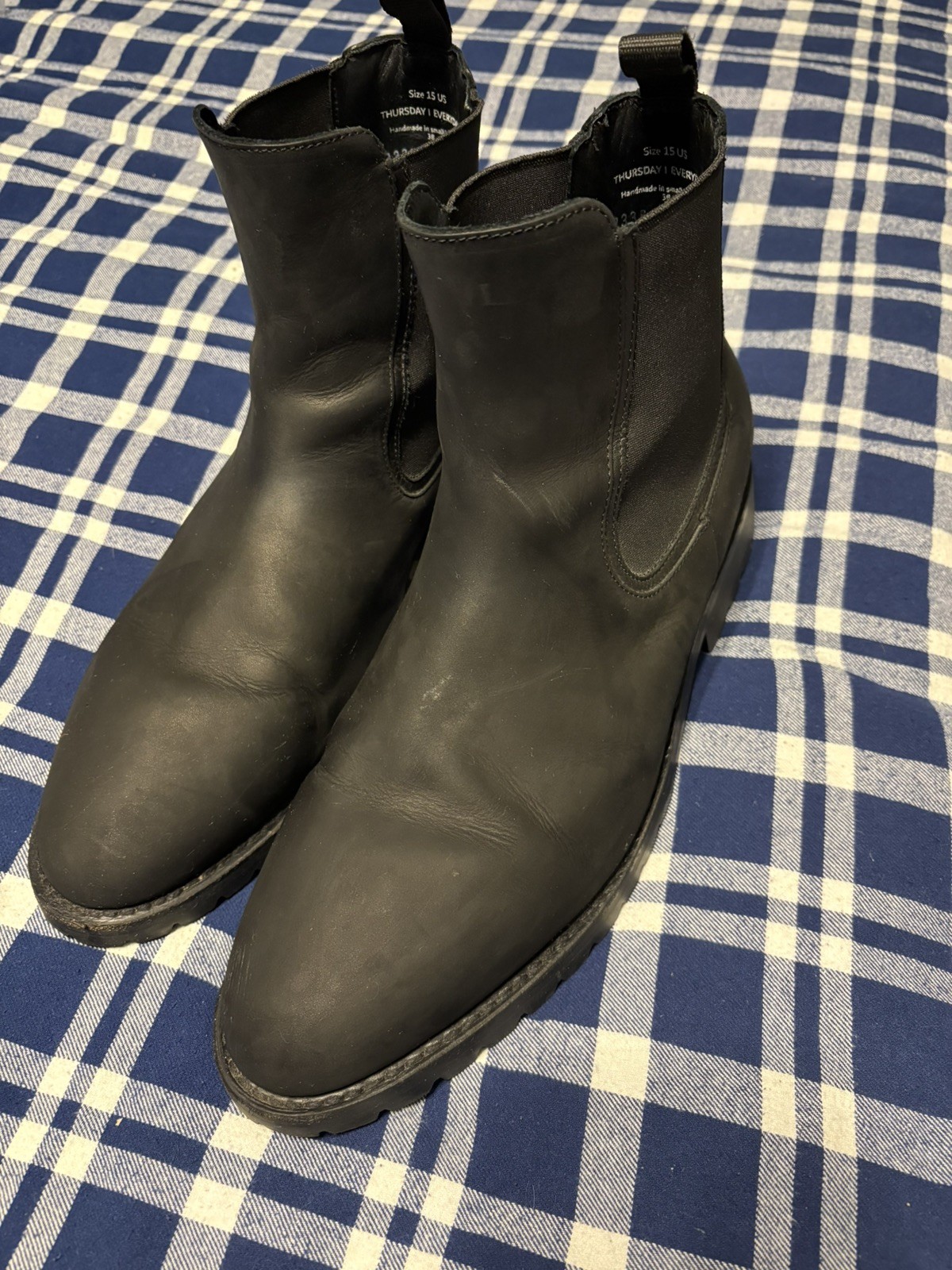 Thursday Legend Chelsea Boots Men’s 15 Matte Black Suede Leather Rugged Shoes