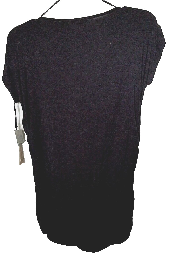 FYLO 95% viscose, 5% spandex black embellished draped T-shirt Size Medium