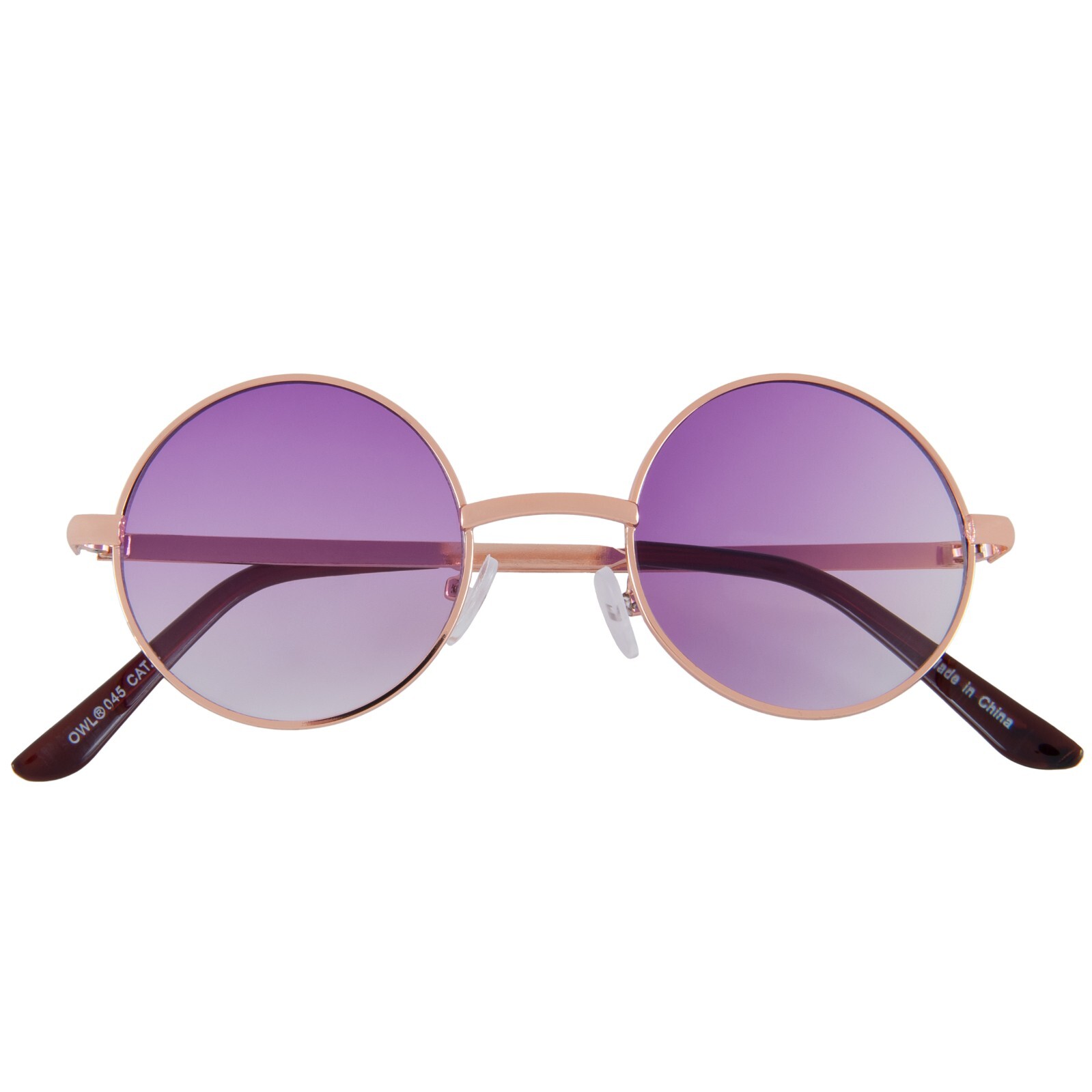 ROUND SUNGLASSES WOMENs PURPLE LENS HIPPIE HIPSTER RETRO METAL GOLD FRAME 43 MM