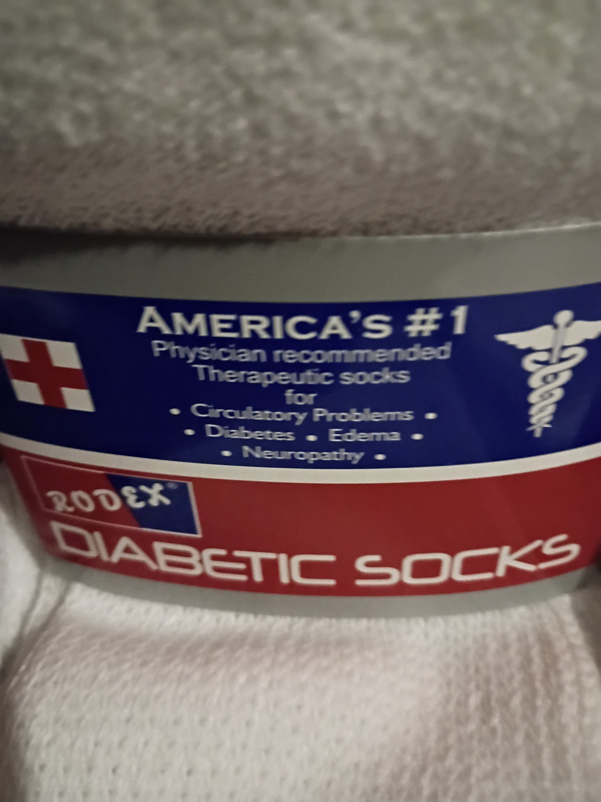 Rodex Therapeutic Crew Socks White Men’s Size 10-13 Cotton Blend 3 Pairs