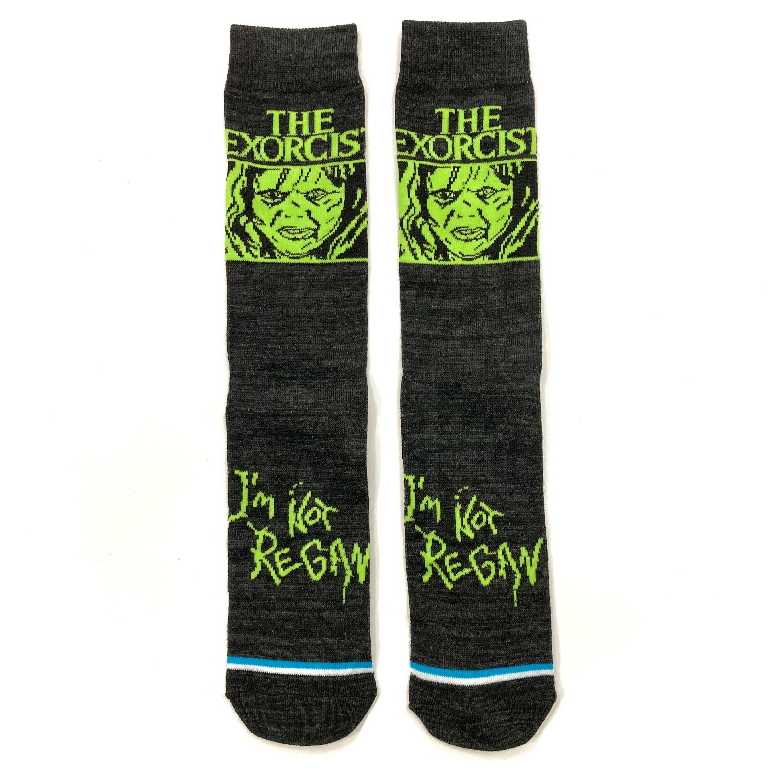 THE EXORCIST SOCKS “i’m not regan” dark charcoal gray green horror movie ADULT