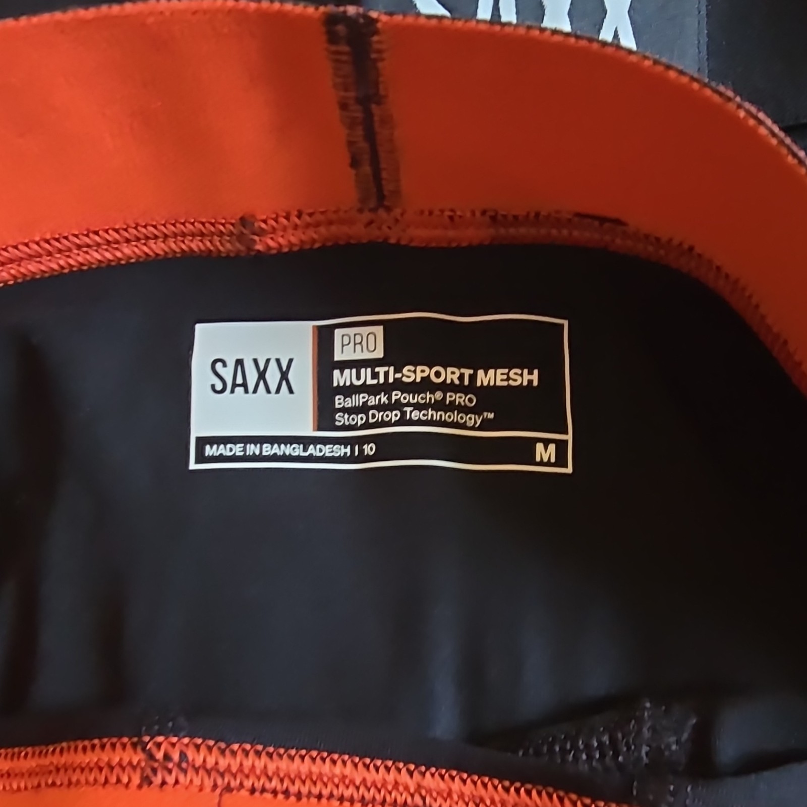 SAXX Pro Multi-Sport Mesh BallPark Pouch Boxer Briefs Size M 3-Pack Black/Orange