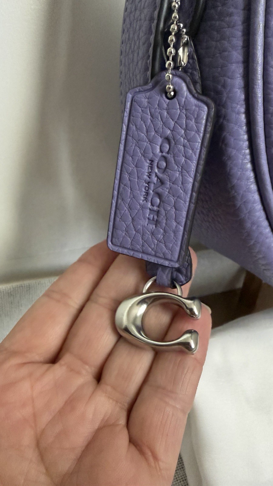 Coach CC439 LUNA Shoulder Bag In LIGHT VIOLET Plus Monogram Silk Scarf