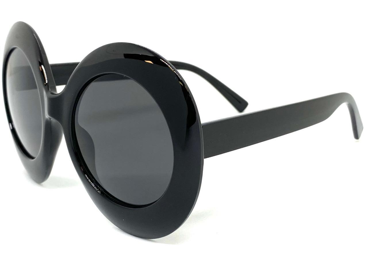 OVERSIZED EXAGGERATED Vintage Retro SUNGLASSES Large Big Funky Round Black Frame
