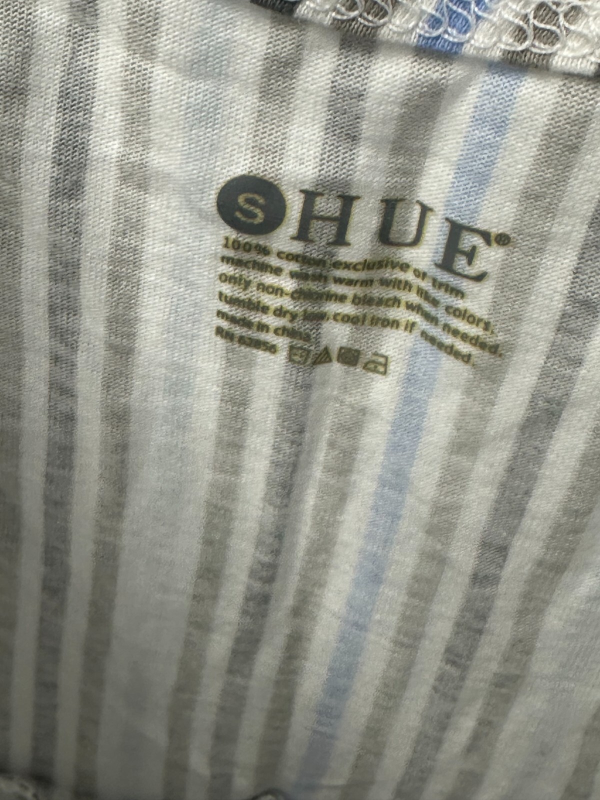 HUE White Gray Blue Striped Tiered Short Sleeveless Nightgown Women’s Size Small