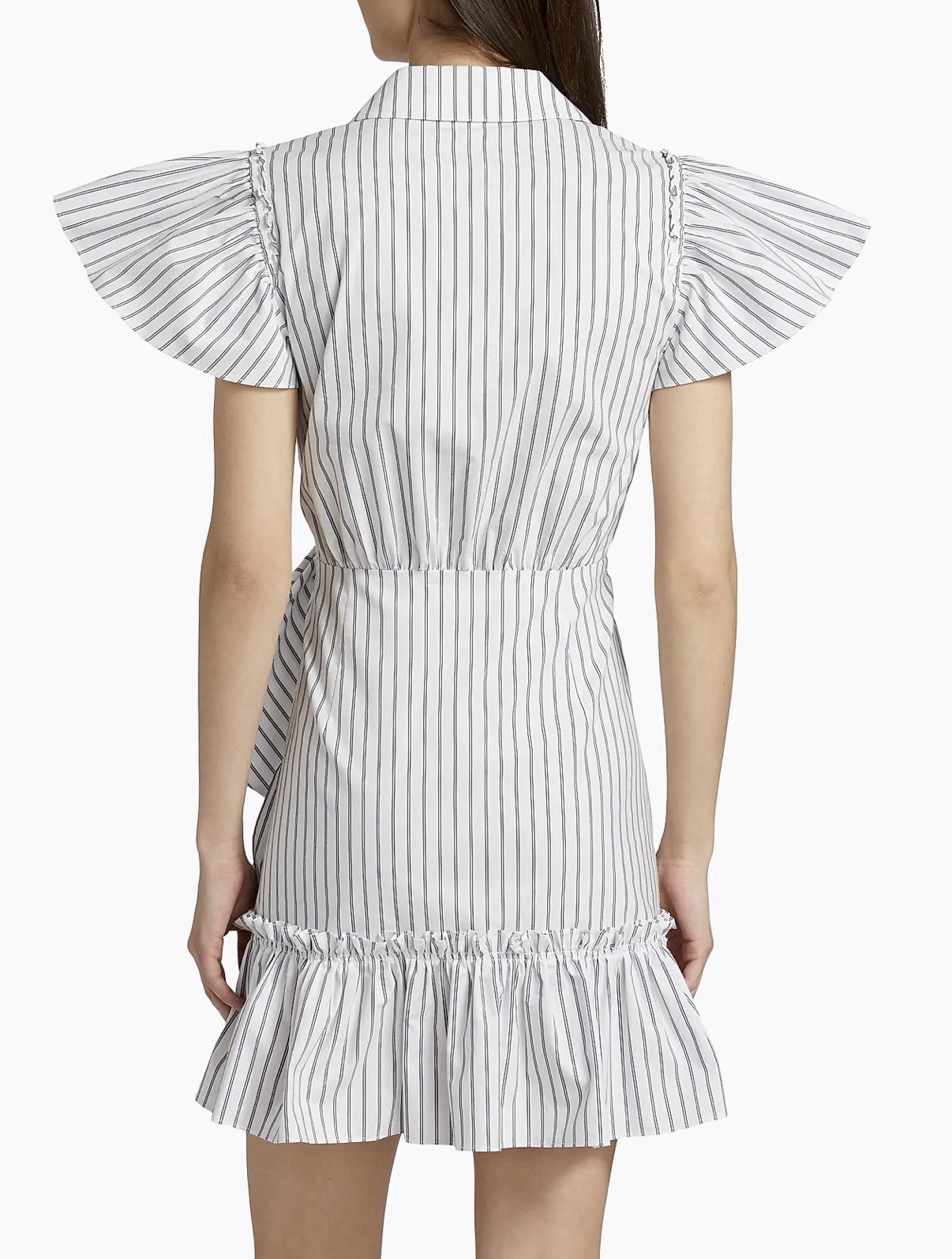 5à7 Cinq à Sept Lila Stripe Asymmetric Mini Dress 2 White Striped Wrap French