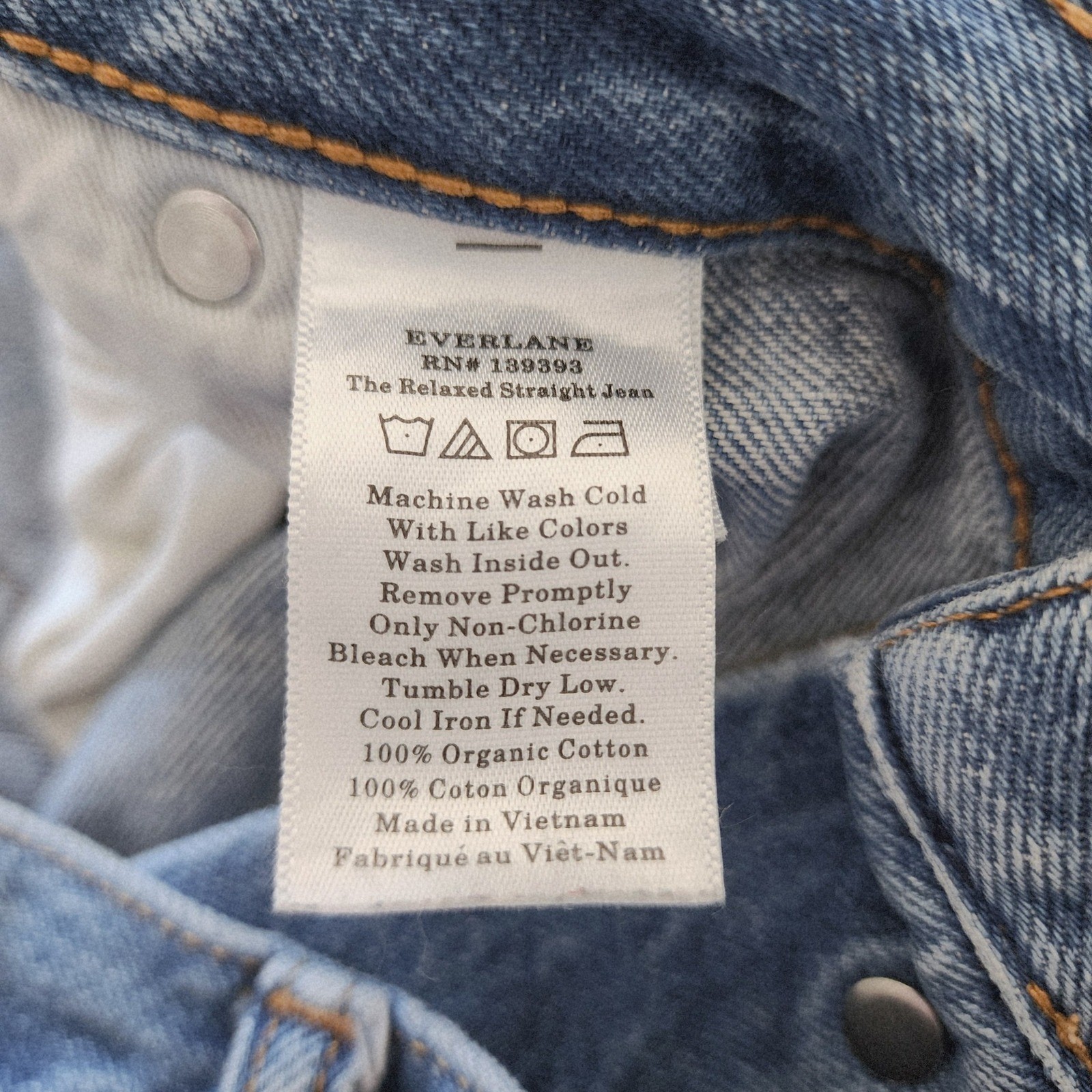 Everlane The Relaxed Straight Fit button fly jeans womens size 33 Reguar