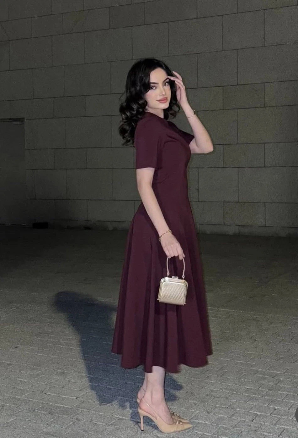 ZARA NWT WOMAN SS25 GODETS MIDI DRESS ZW COLLECTION BURGUNDY 2648/952_S-XL