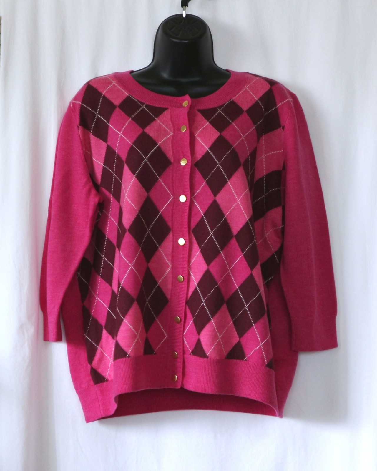 TALBOTS WOMAN PETITES Argyle Merino Wool Swtr 46 In Chst 23.5 Lng Sz 2XP EXC