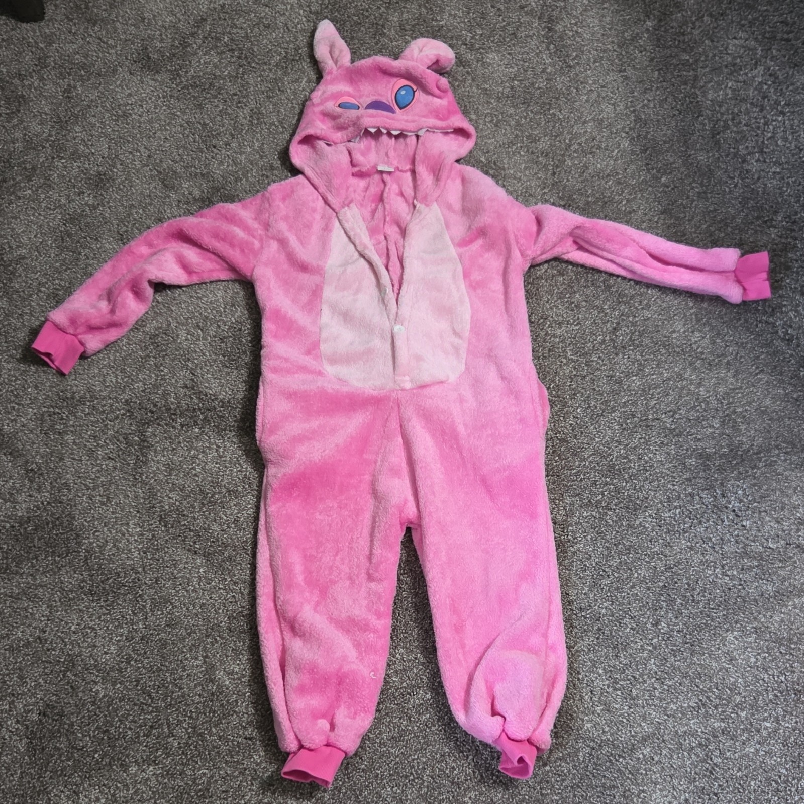 Stitch Lilo & Stitch Pink Hooded Fleece One-Piece Zip Sleeper Pajamas Size 120
