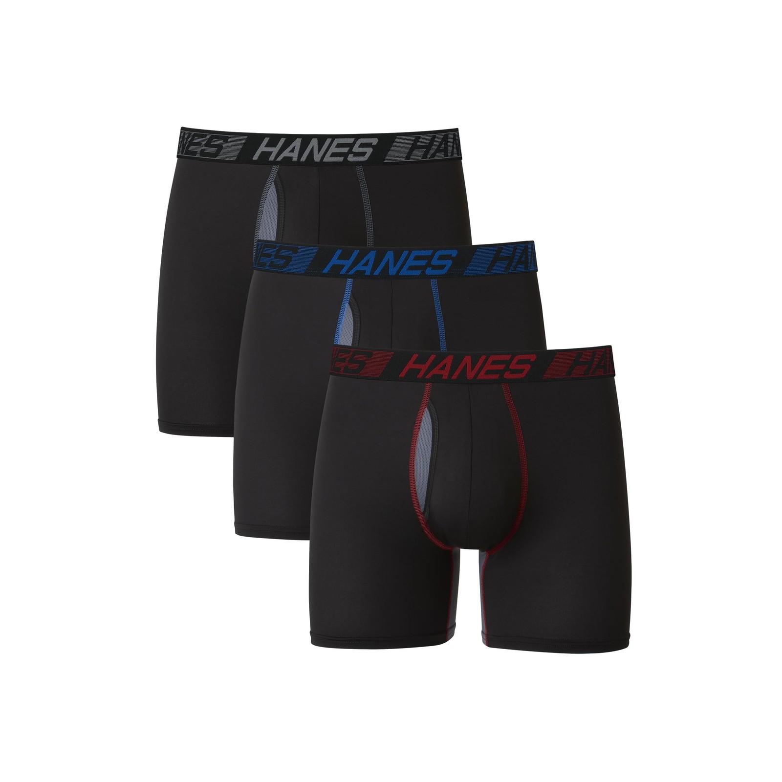 Hanes Men’s Boxer Briefs 3-Pack Total Support Pouch Black Medium