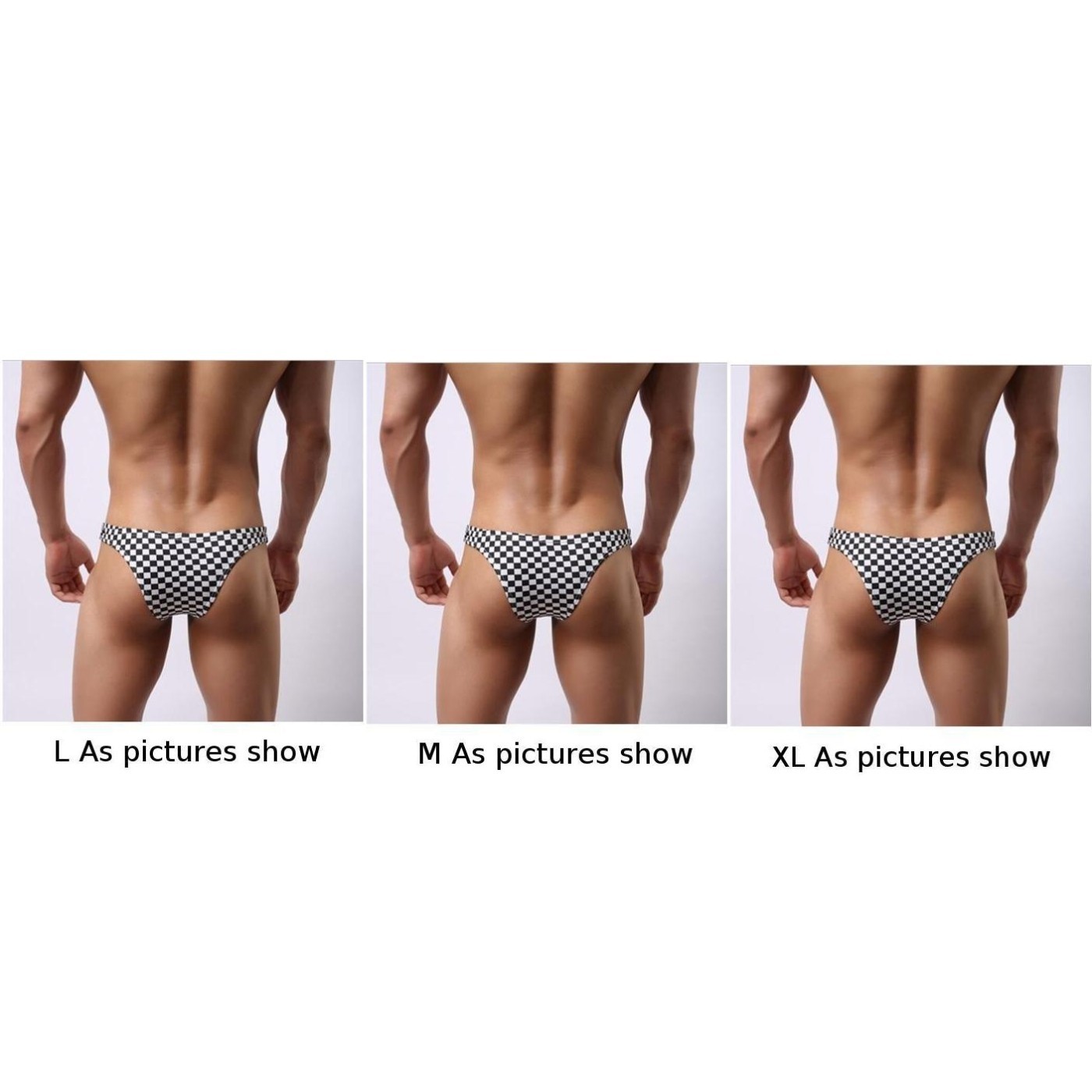 Sexy and Trendy Plaid Men’s Polyester Bikini Briefs with Low Waist Style