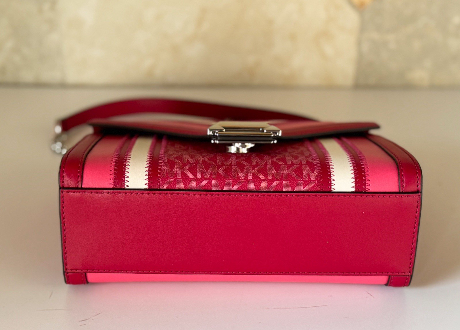 Michael Kors Whitney Medium Flap Shoulder Chain Crossbody Bag MK Dark Raspberry