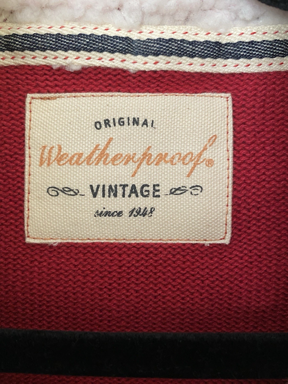 Weatherproof VINTAGE 100%Cotton Mens 1/4 Zip Pullover Sweater Red/black Sz M