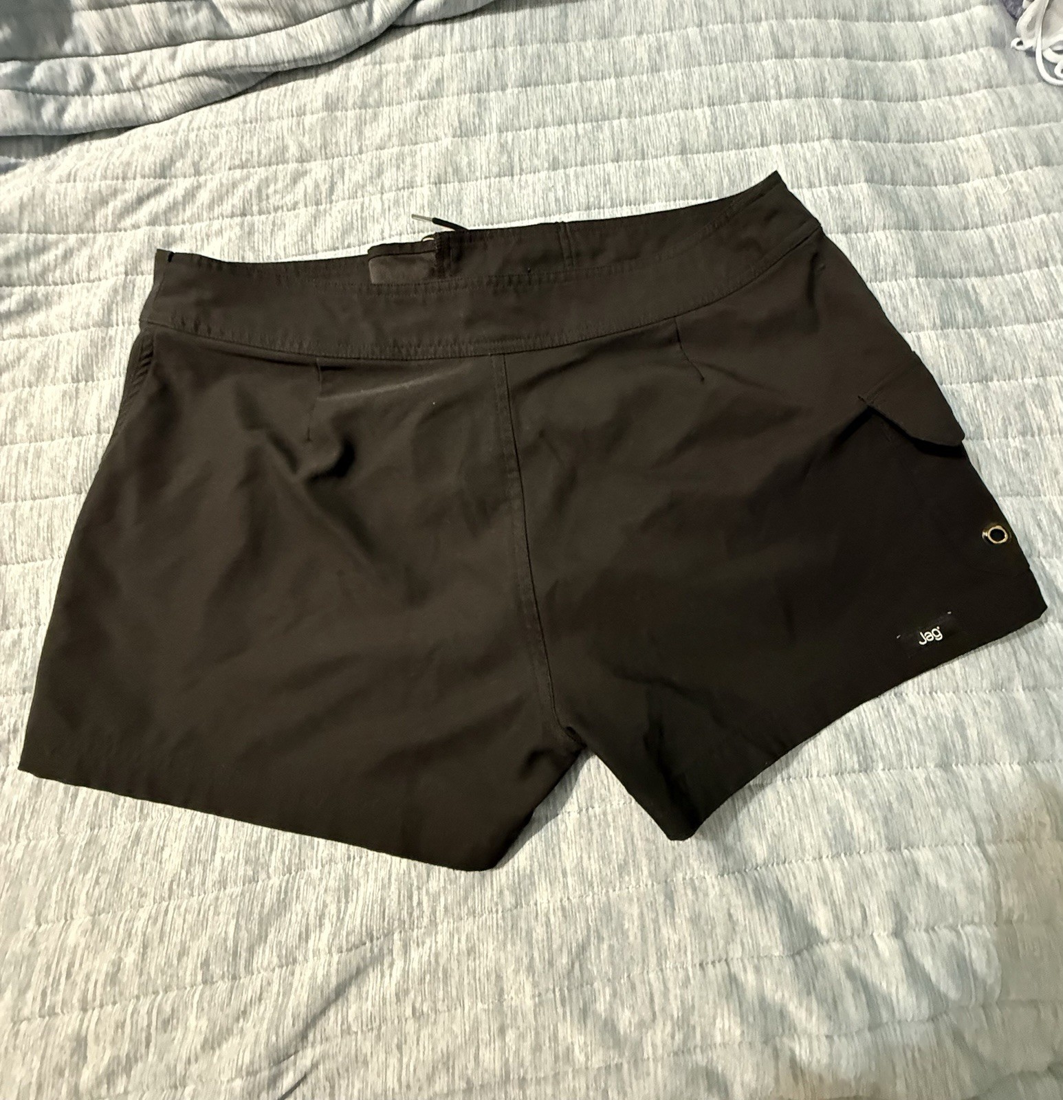 Jag Women’s Black Solid Swim Shorts Bottom, Size L Regular, Drawstring Waist
