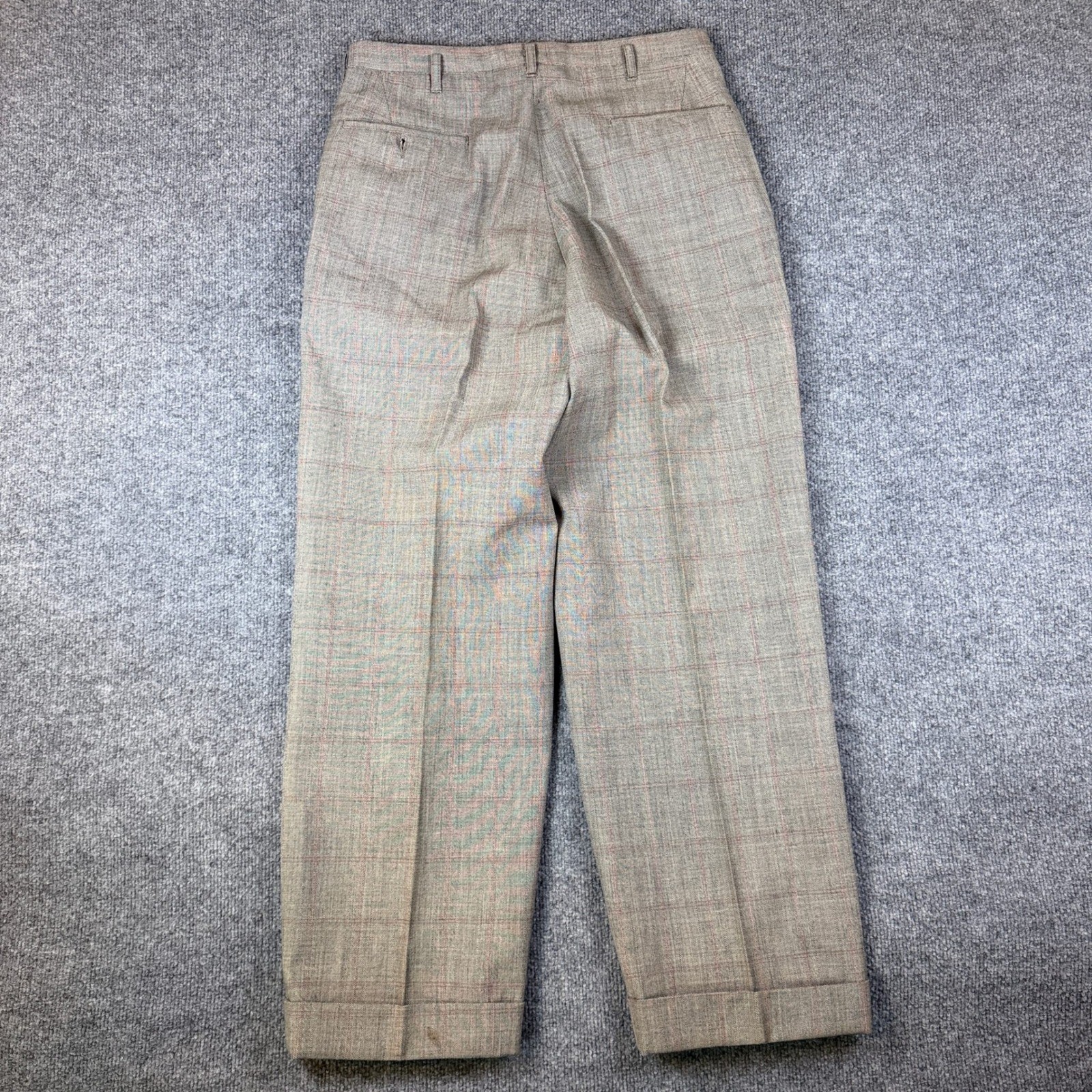 Vintage 50s Drop Loop Pants Mens 32×28 Plaid Wool Talon Zip Pleated Rockabilly