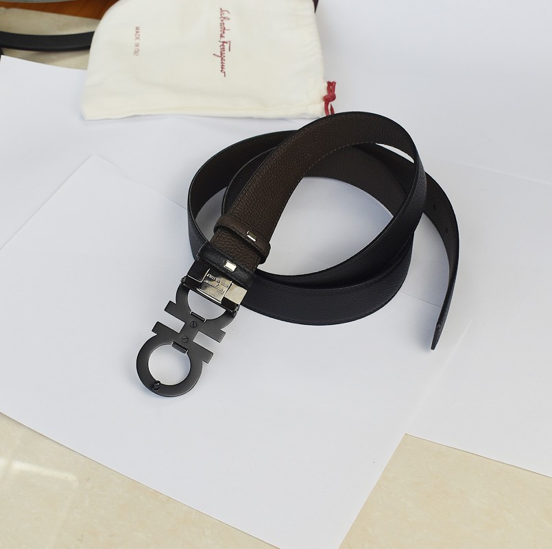Ferragamo Reversible Black /Brown belt Men length 120 cm+ Black Gancini buckle