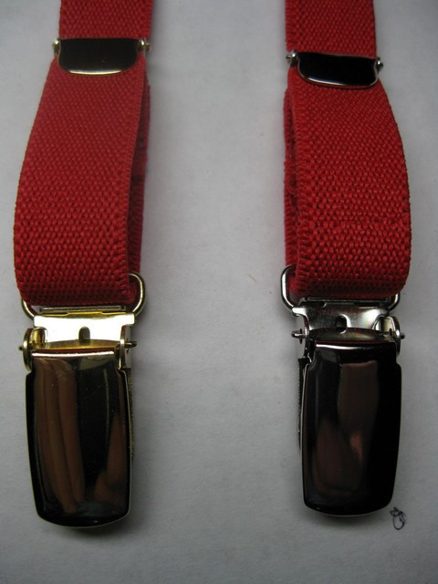 Men’s Goldtone Metal Suspenders with Clip On, Y Style & Leather Patch, USA Made