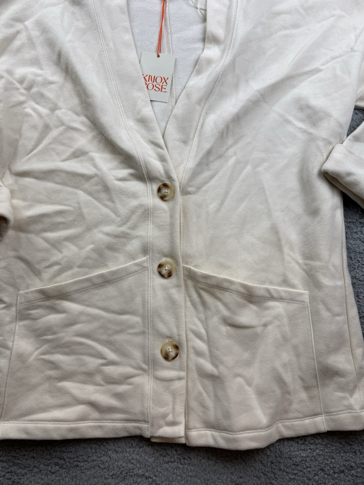 Knox Rose Women’s Size Large Long Sleeve Fleece Jacket White Sand