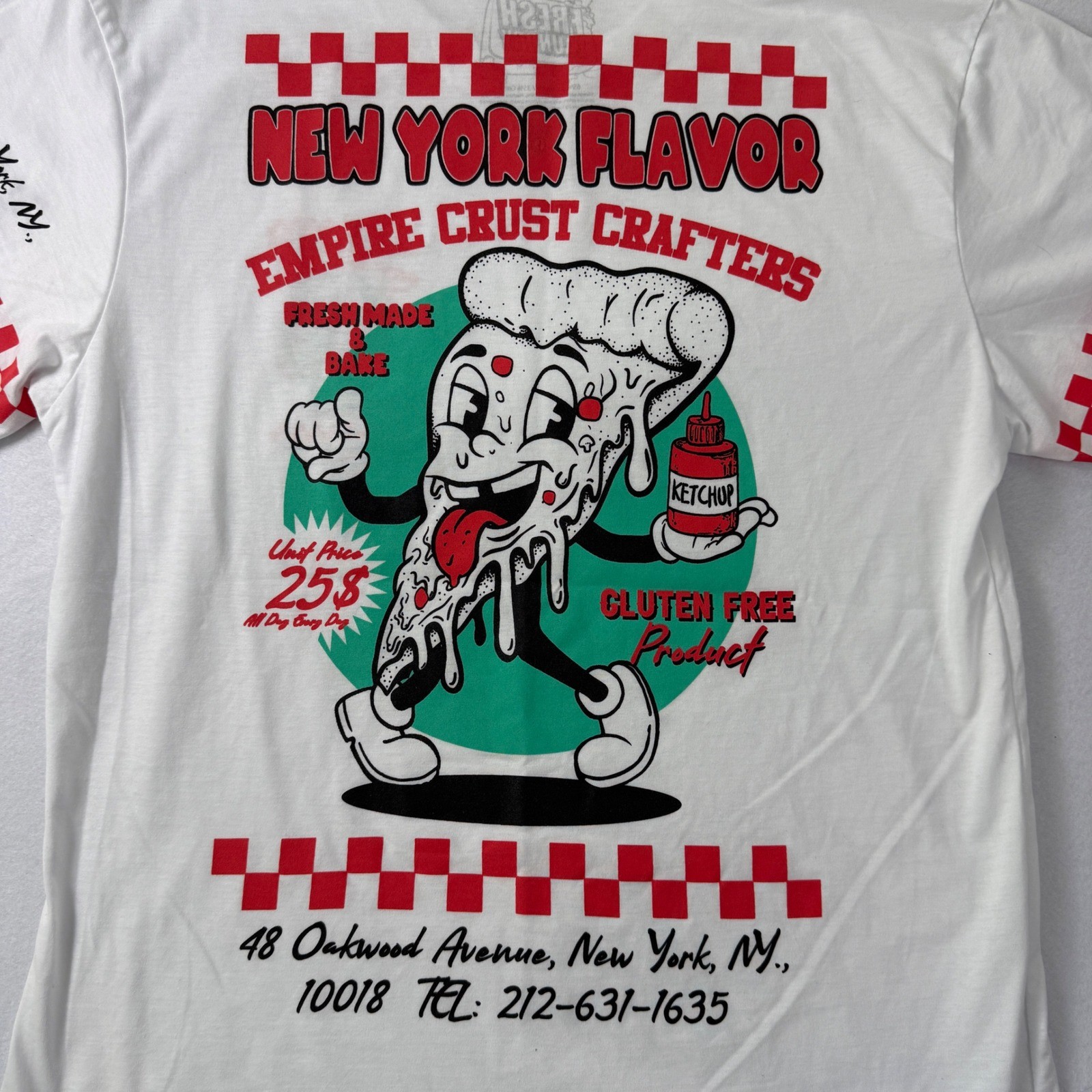 Fresh Laundry New York Flavor Pizza T-Shirt Mens L White Graphic Tee NYC NWOT