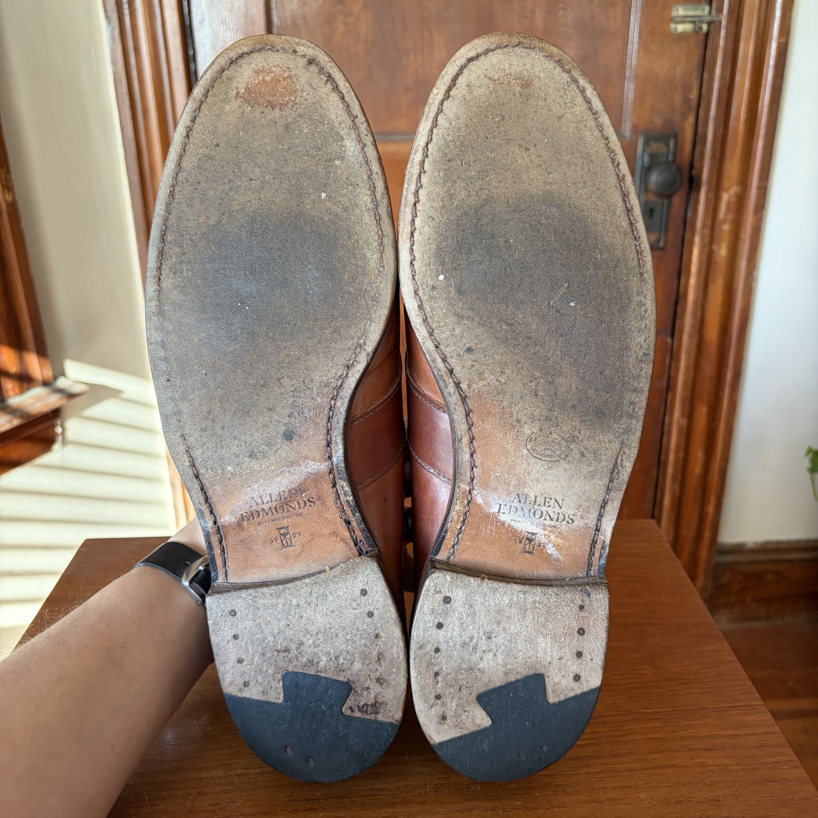 ALLEN EDMONDS 13EEE NATURAL SHELL CORDOVAN RANDOLPH LOAFERS SHOES 13 3E