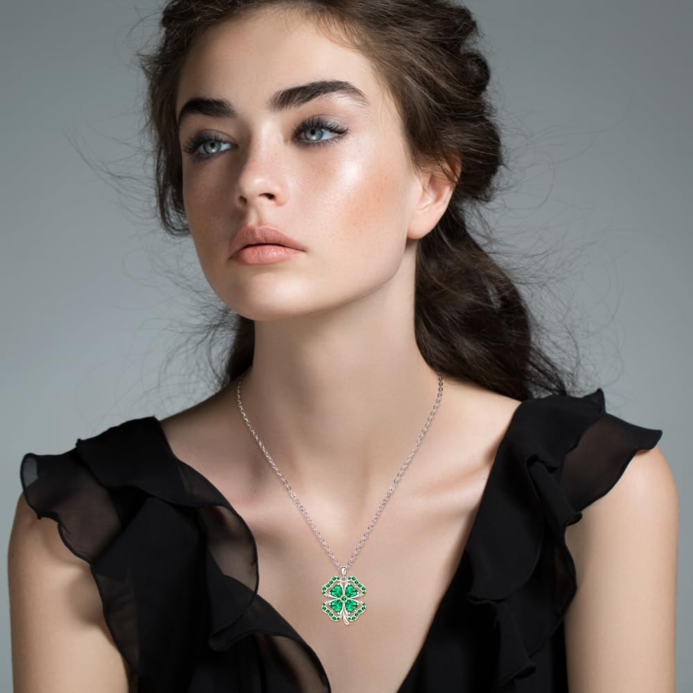 Talonior Shamrock Necklace St Patricks Day 0.86×0.9 inch, Green