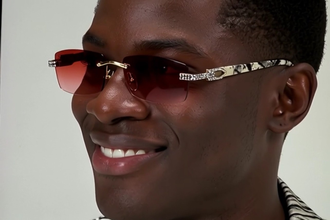 Diamond Sunglasses BUFF’S BLUE lens gold Buffs Retro vintage Hip Hop rapper Iced