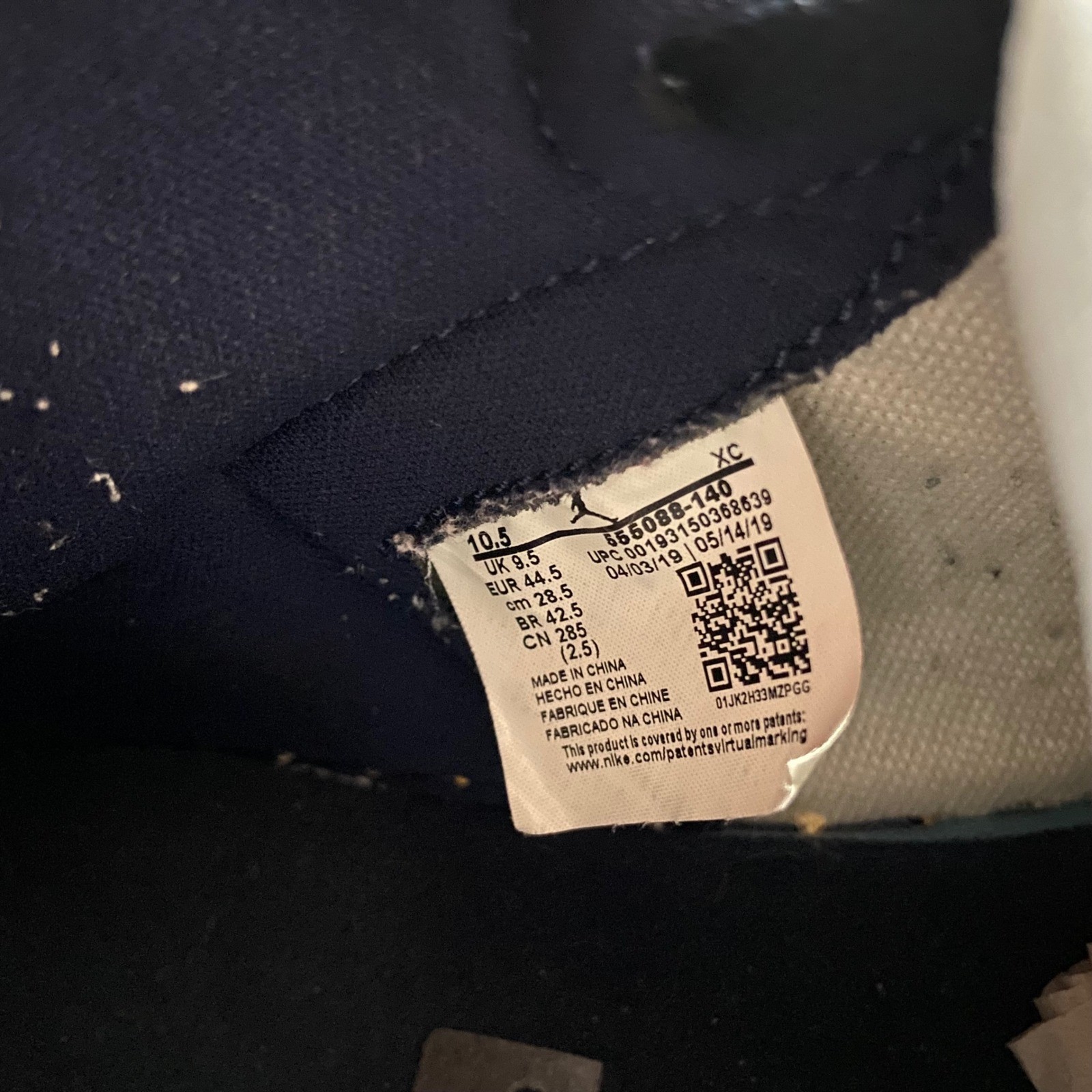 Jordan 1 Retro High OG Obsidian 2019 Men Size 10.5 Used with Box 555088-140
