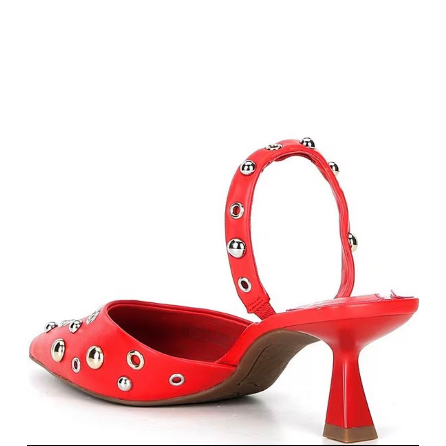GB Office Siren Leather Grommet&Stud Kitten Heel Slingback Women’s Sz8.5 NWT$130