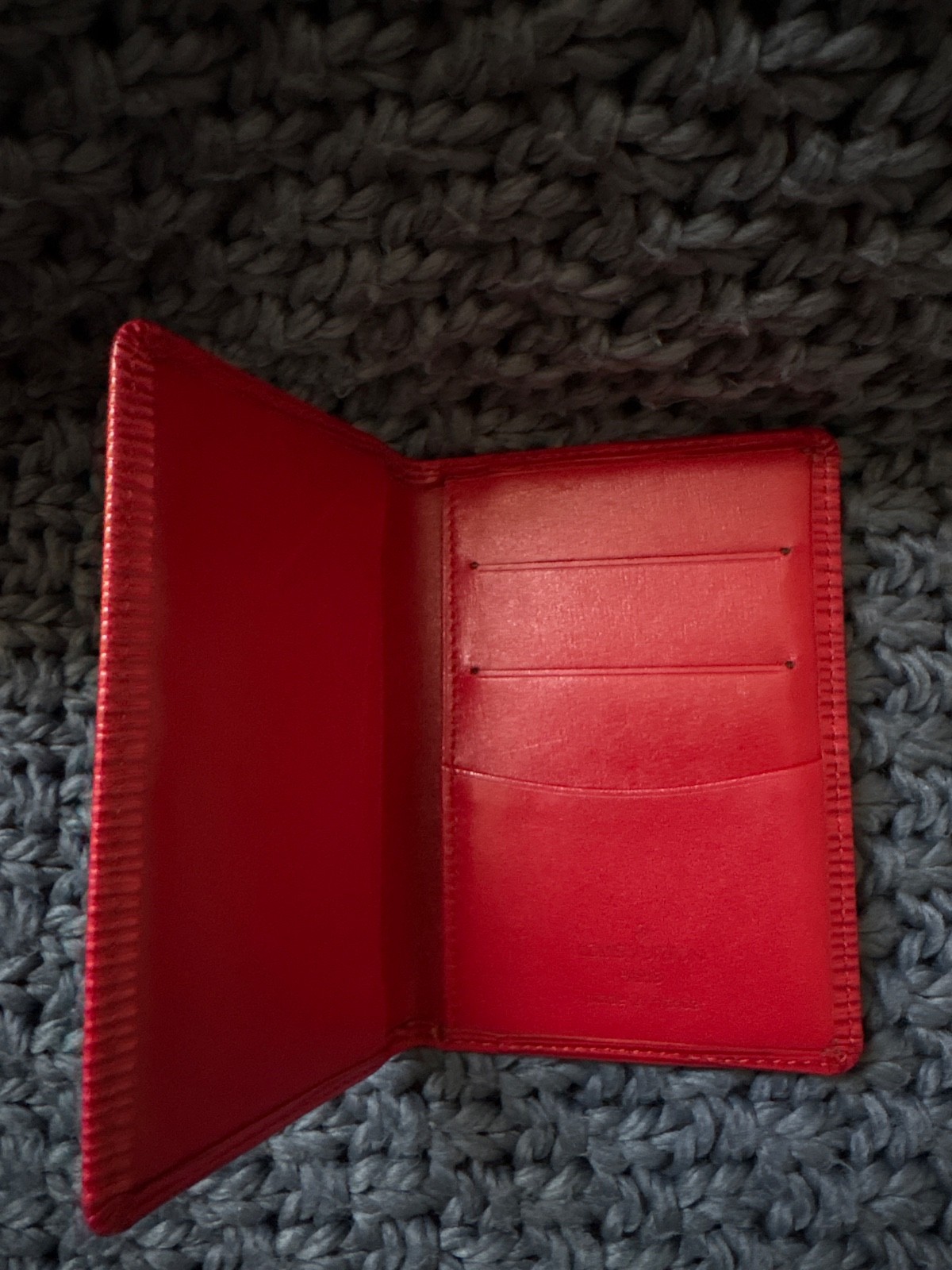Louis Vuitton Epi Red Leather Passport Cover Card Holder Wallet