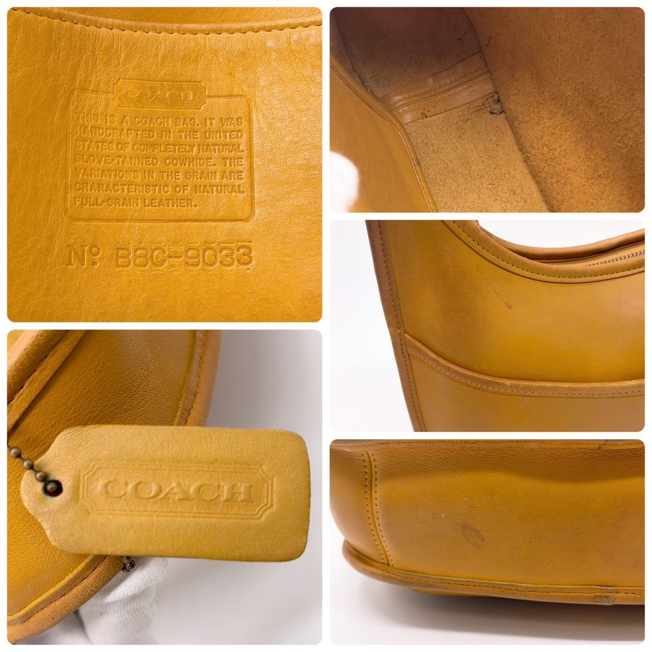 COACH Vintage Yellow Leather Ergo Shoulder Bag 9033 Made in USA From Japan