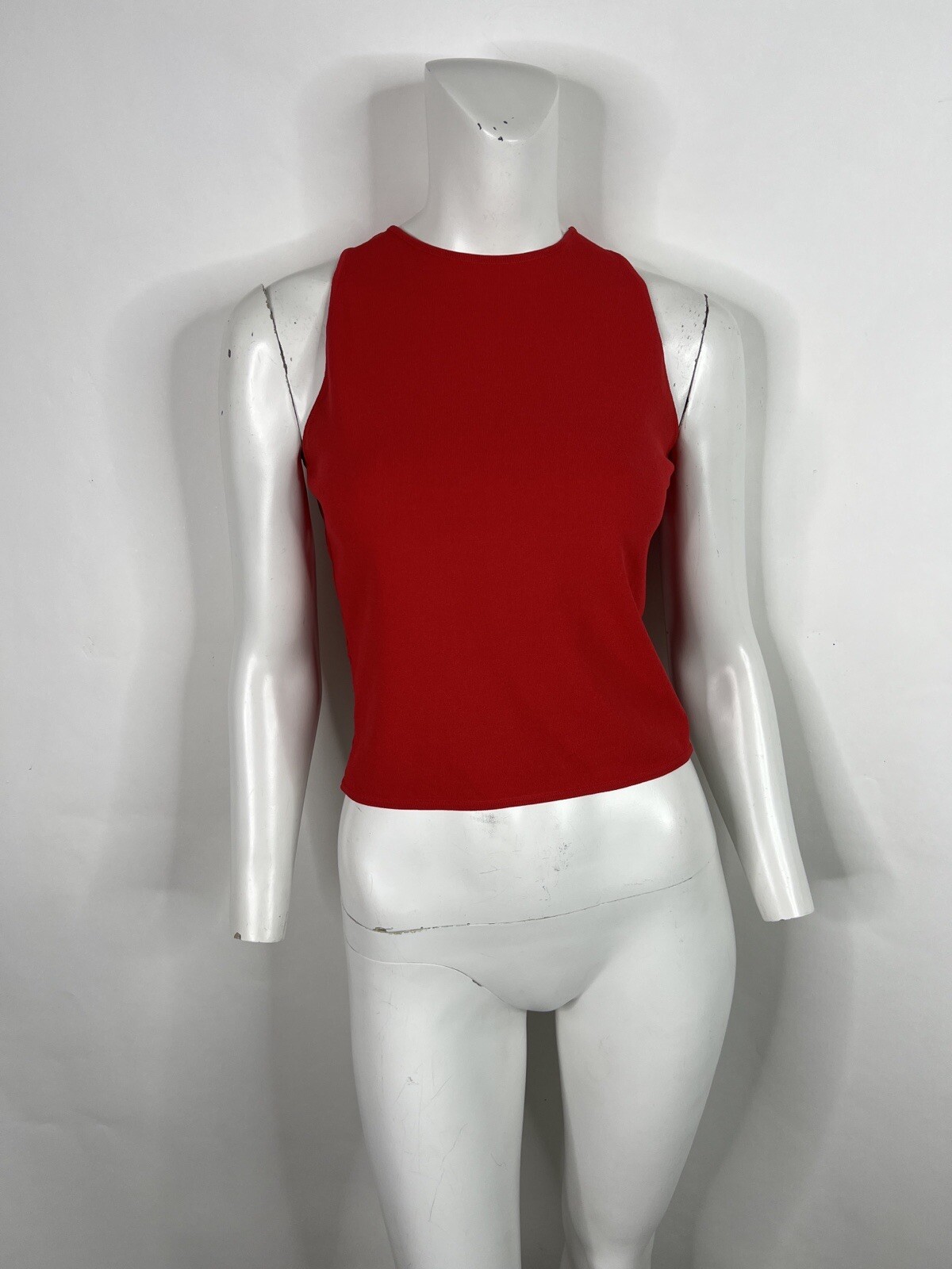 Vtg Gianni Versace 2002 Red Perforated Back Stretch Top M