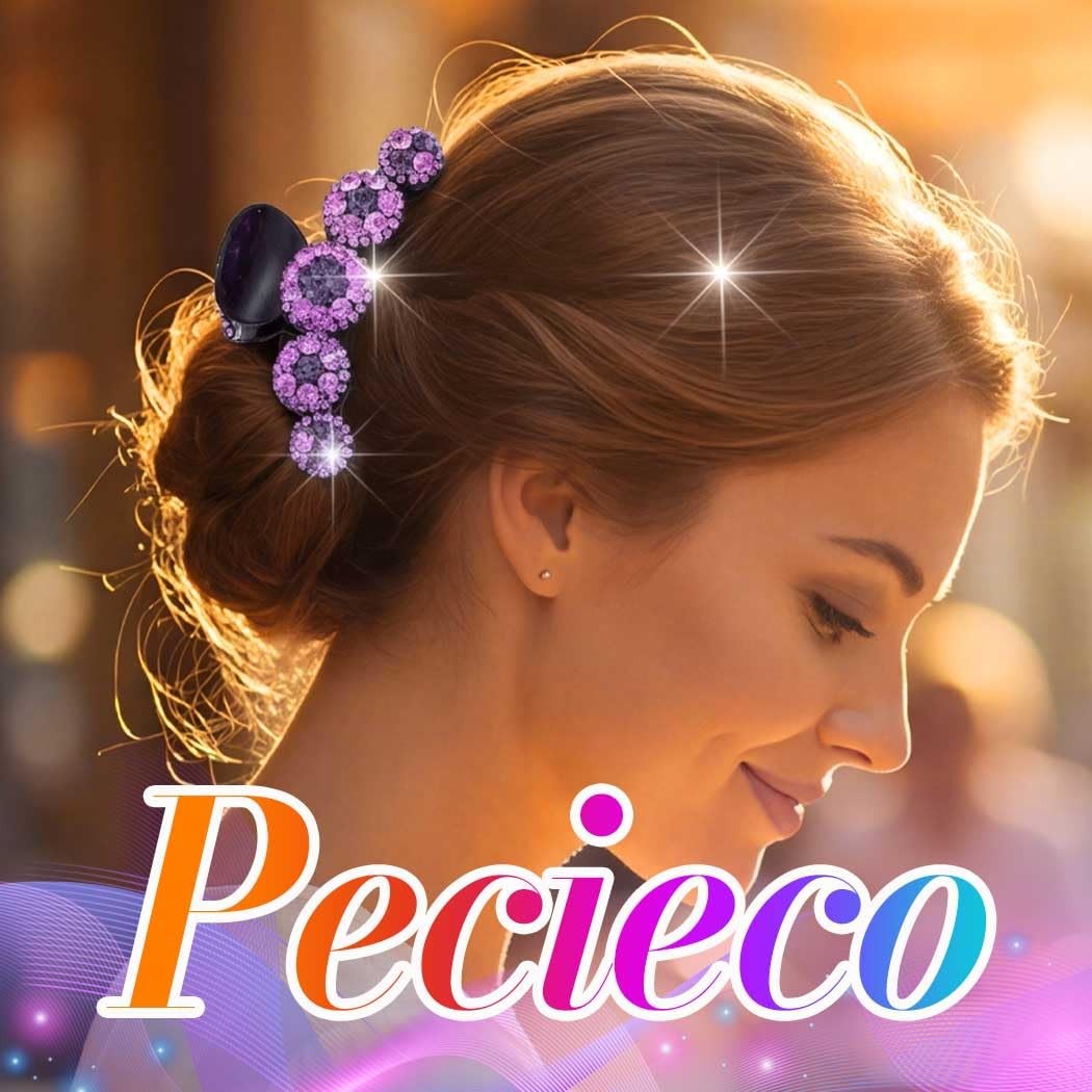 Pecieco Pink Rhinestone Hair Claw Clip 1 Count (Pack of 2), a-Pink & Purple