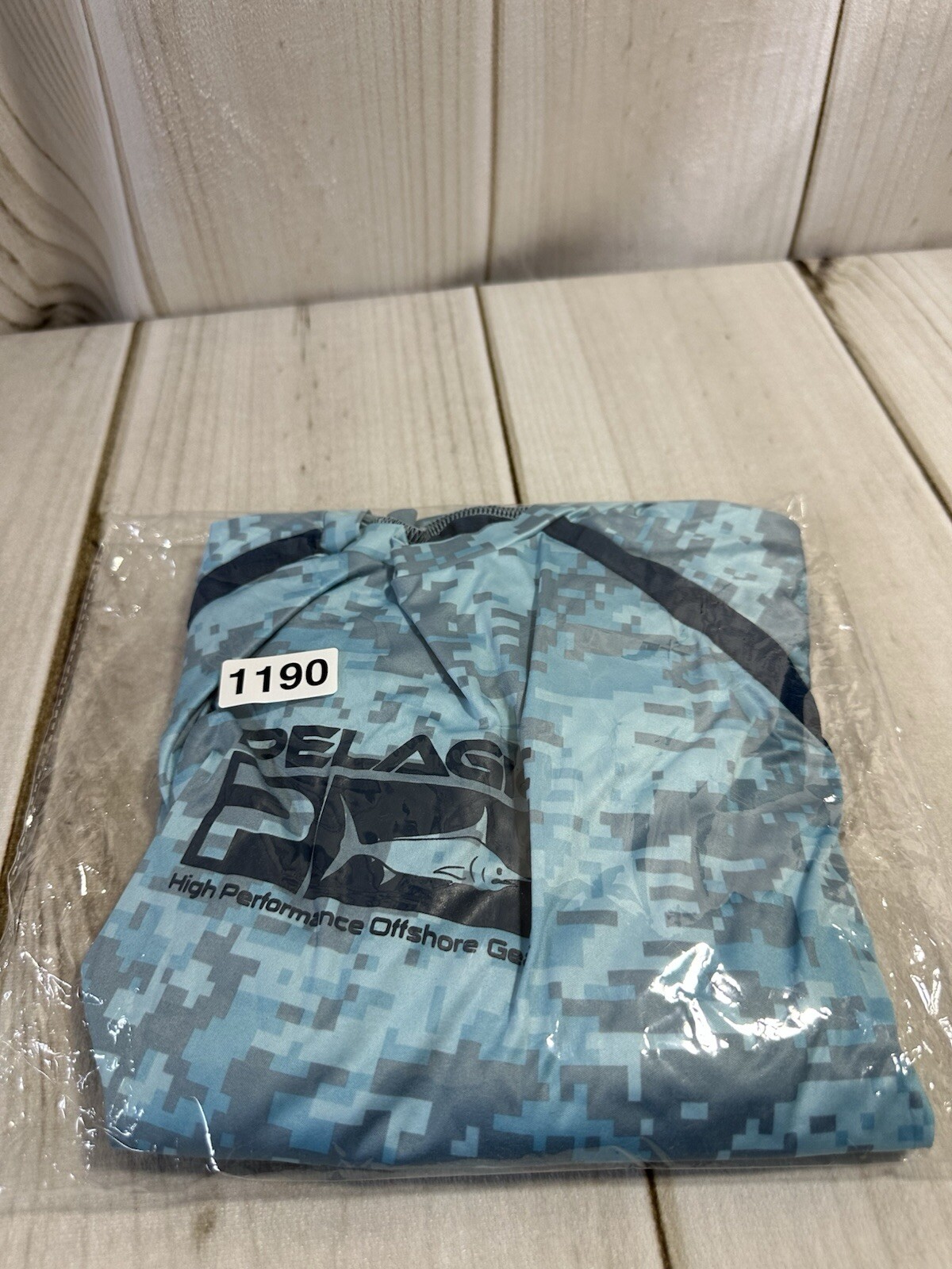Pelagic Camo Vaportek Digi Camo High Performance Fishing Shirt Mens Large Blue