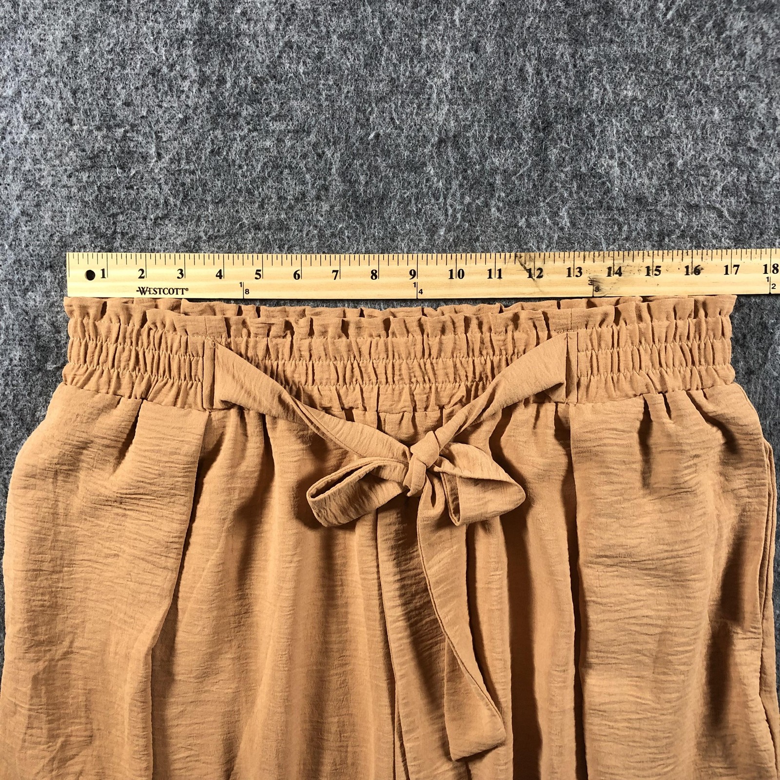 LEPUNUO Pants Womens XXL Beige Paperbag Wide Leg Belted Casual