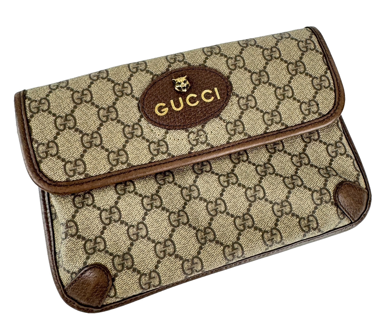 Gucci Auth Neo Beige Brown GG Supreme Belt Bag Leather Monogram Runway NO Belt