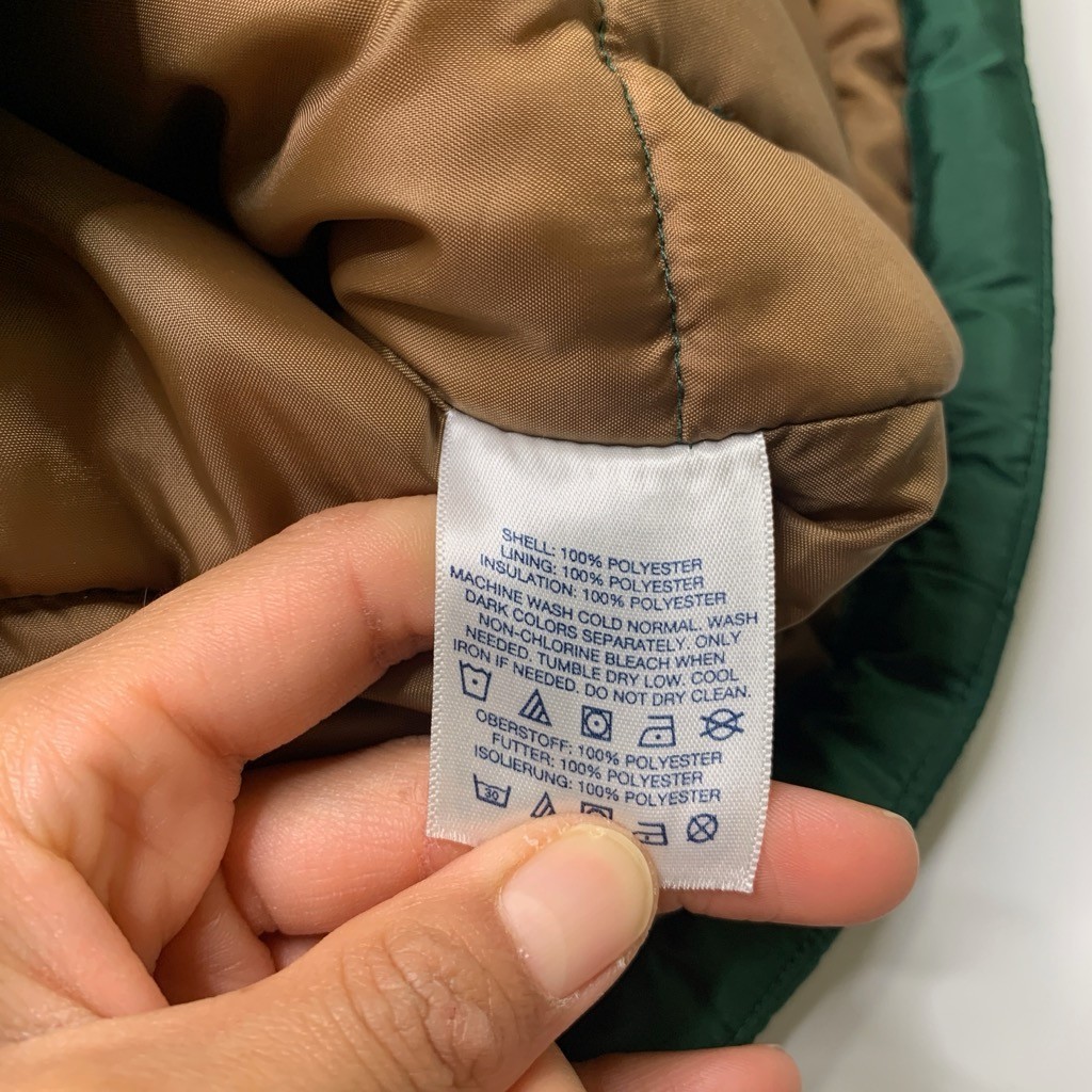 Lands End Vest Mens Medium Pesto Green Insulated Quilted Sleeveless Snap Button