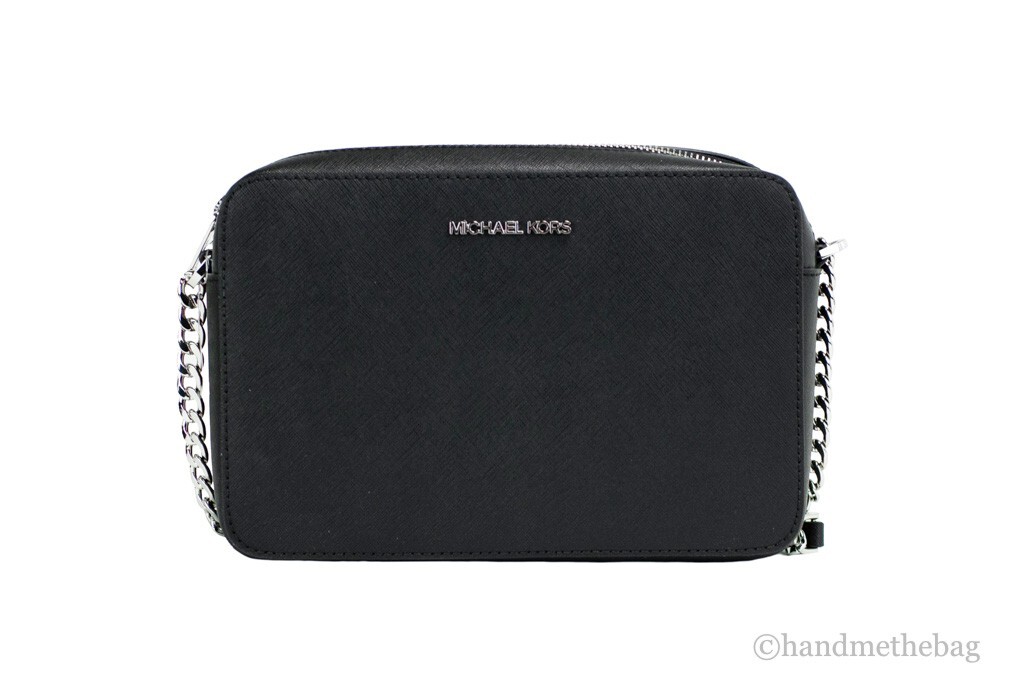 Michael Kors Jet Set Large East West Black Saffiano Leather Crossbody Handbag