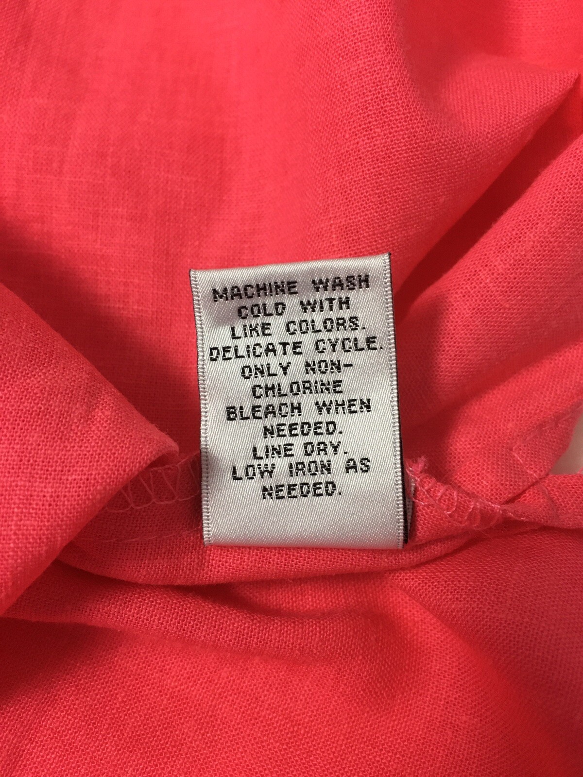 Counterparts Blouse Size L Pink Coral Crochet Linen Blend Sleeveless Slits Boho