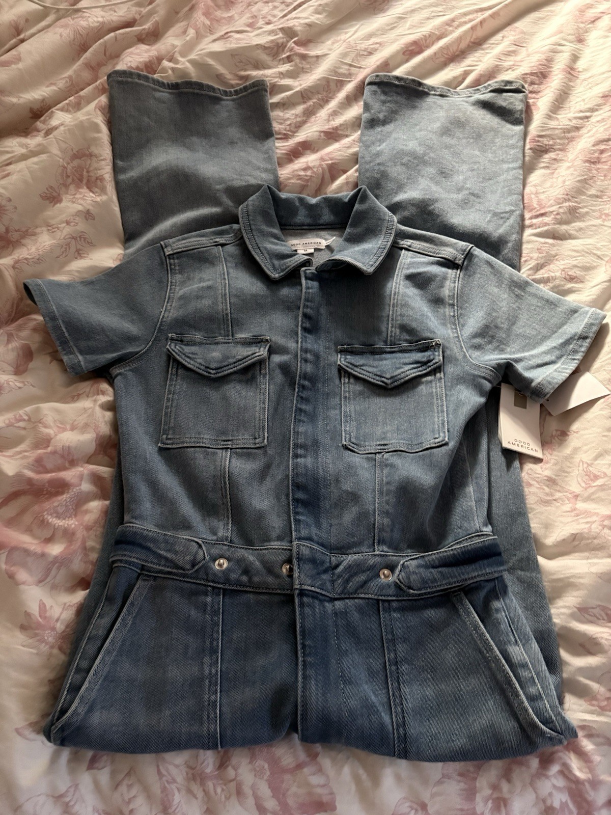 NWT Good American Fit For Success Denim Jumpsuit Size Petite M NWT
