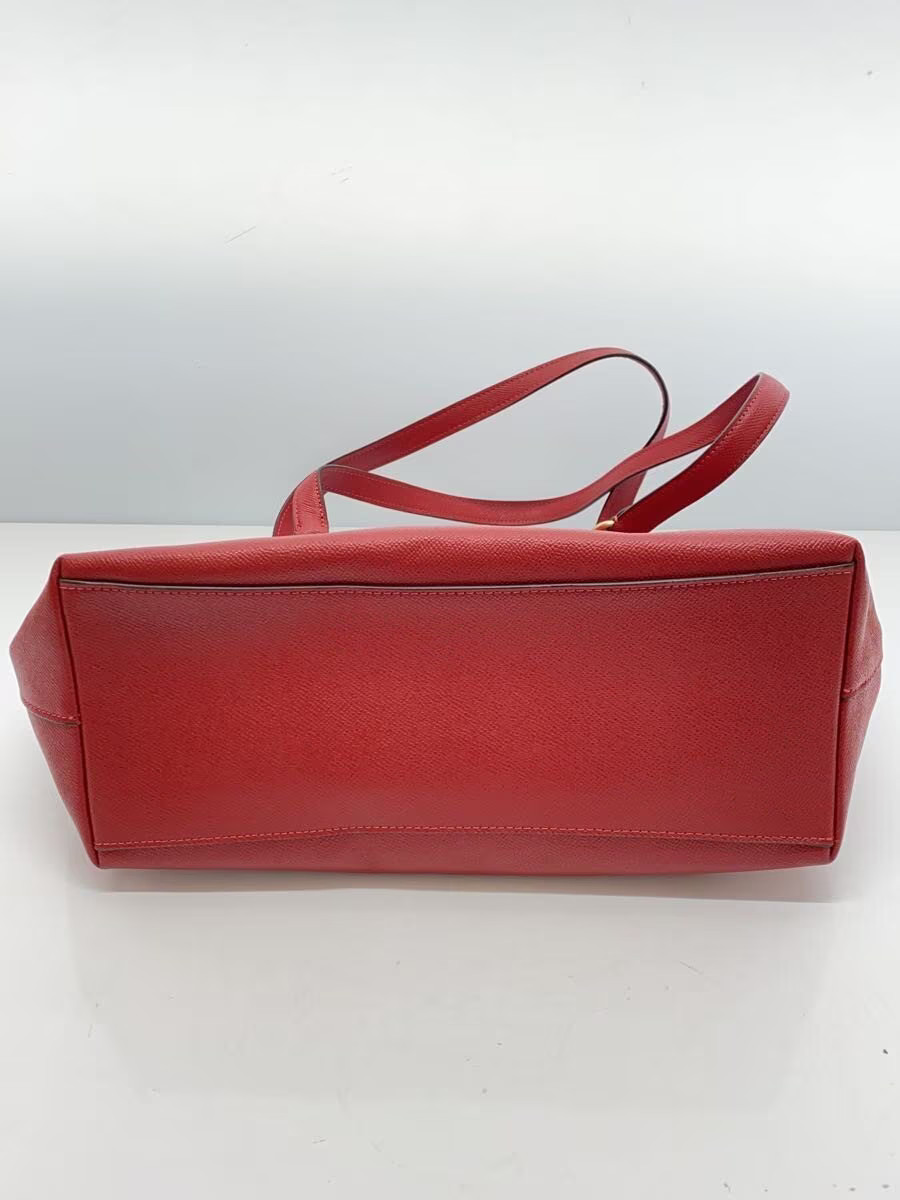 COACH Tote Bag, Leather, Red, Solid Color, F79608