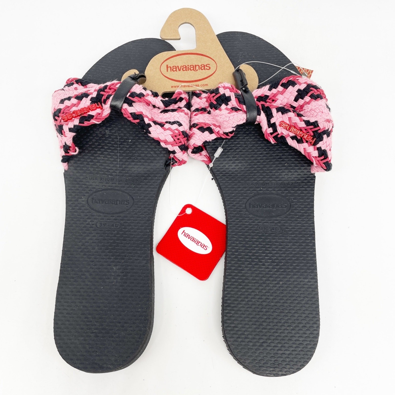 Havaianas You Saint Tropez Mesh Classic Sandals Black & Pink Size US 9-10